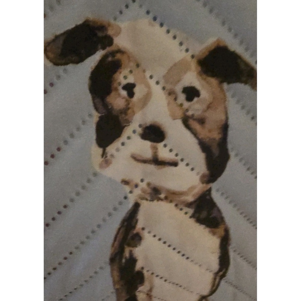 Mainstays Reversible Quilted Tote Bag Dog Print Blue Red Striped Shoulder Bag - Picture 6 of 12